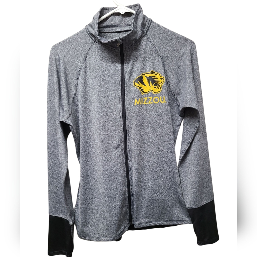 Rivalry Threads Womens Gray MIZZOU Full Zip Athletic Jacket Thumb Holes Medium